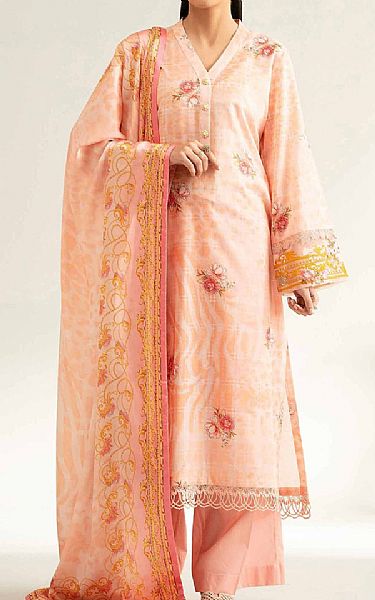Nishat Peach Lawn Suit | Pakistani Lawn Dress in USA- Image 1
