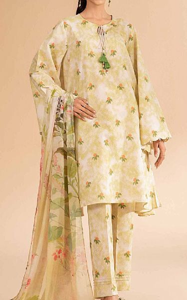 Nishat Light Green/Off White Lawn Suit | Pakistani Lawn Dress in USA- Image 1