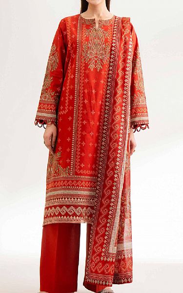 Nishat Red Cambric Suit | Pakistani Lawn Dress in USA- Image 1