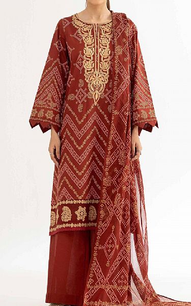 Nishat Pale Carmine Cambric Suit | Pakistani Lawn Dress in USA- Image 1