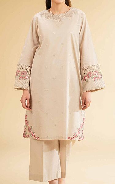 Nishat Beige Cambric Suit (2 pcs) | Pakistani Lawn Dress in USA- Image 1