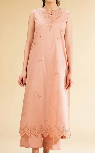 Nishat Light Peach Cambric Suit (2 pcs) | Pakistani Lawn Dress in USA- Image 1