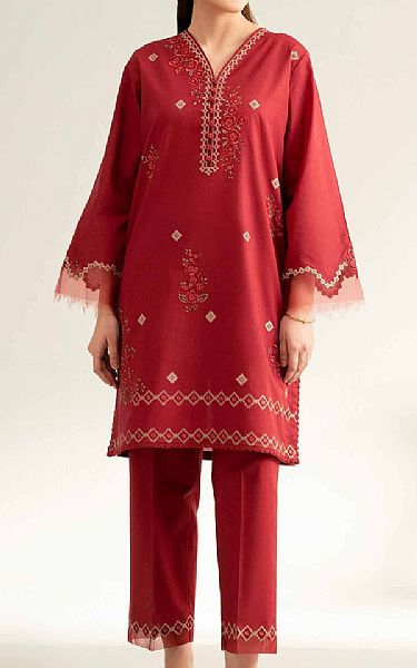 Nishat Faded Red Cambric Suit (2 pcs) | Pakistani Lawn Dress in USA- Image 1