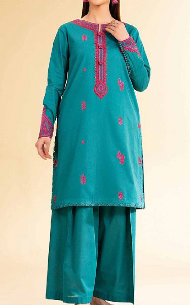 Nishat Teal Cambric Suit (2 pcs) | Pakistani Lawn Dress in USA- Image 1