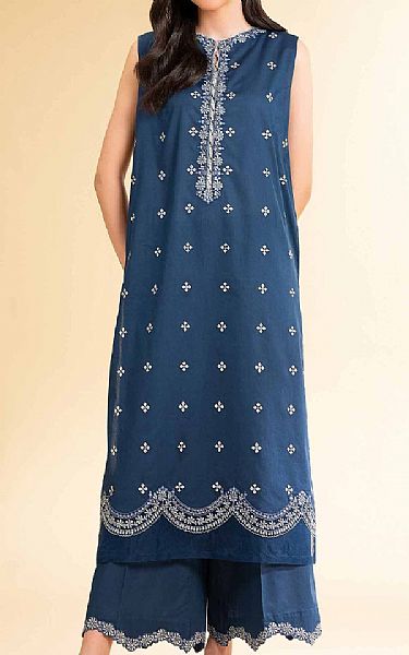 Nishat Deep Blue Cambric Suit (2 pcs) | Pakistani Lawn Dress in USA- Image 1