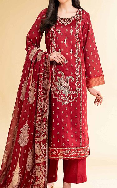 Nishat Red Lawn Suit | Pakistani Lawn Dress in USA- Image 1