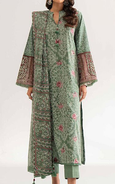 Nishat Sage Green Lawn Suit | Pakistani Lawn Dress in USA- Image 1