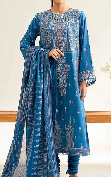 Nishat Denim Blue Lawn Suit | Pakistani Lawn Dress in USA- Image 1