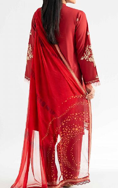 Nishat Faded Red Cambric Suit | Pakistani Lawn Dress in USA- Image 2