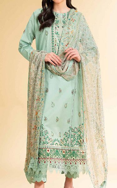 Nishat Mint Green Cambric Suit | Pakistani Lawn Dress in USA- Image 1
