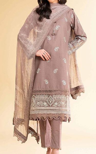 Nishat Greyish Pink Cambric Suit | Pakistani Lawn Dress in USA- Image 1