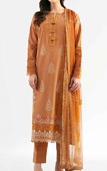 Nishat Clay Brown Cambric Suit | Pakistani Lawn Dress in USA- Image 1