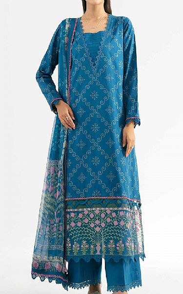 Nishat Denim Blue Cambric Suit | Pakistani Lawn Dress in USA- Image 1