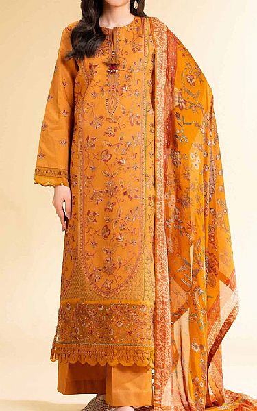 Nishat Orange Cambric Suit | Pakistani Lawn Dress in USA- Image 1