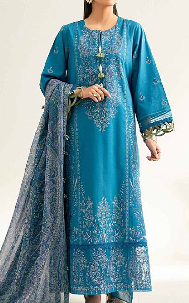 Nishat Denim Blue Cambric Suit | Pakistani Lawn Dress in USA- Image 1