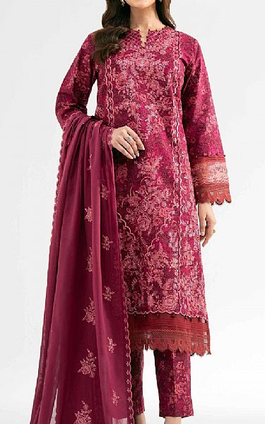 Nishat Raspberry Rose Cambric Suit | Pakistani Lawn Dress in USA- Image 1