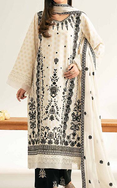 Nishat Off White/Black Cambric Suit | Pakistani Lawn Dress in USA- Image 1