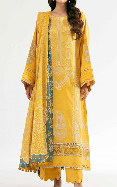 Nishat Mustard Cambric Suit | Pakistani Lawn Dress in USA- Image 1