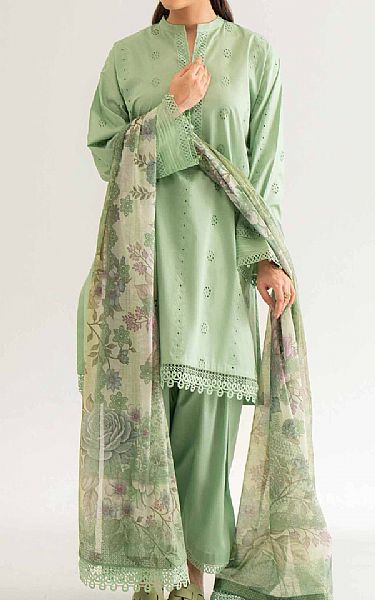 Nishat Light Green Cambric Suit | Pakistani Lawn Dress in USA- Image 1