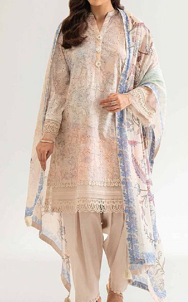 Nishat Beige Cambric Suit | Pakistani Lawn Dress in USA- Image 1