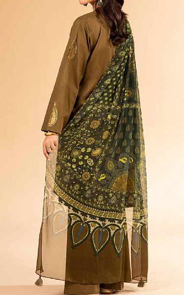 Nishat Dirt Brown Lawn Suit | Pakistani Lawn Dress in USA- Image 2