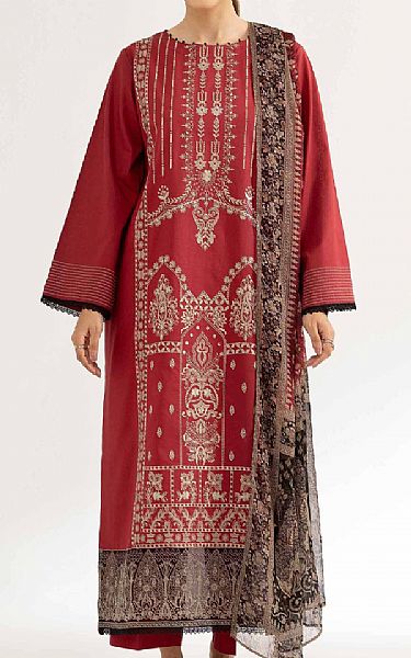 Nishat Dull Red Lawn Suit | Pakistani Lawn Dress in USA- Image 1