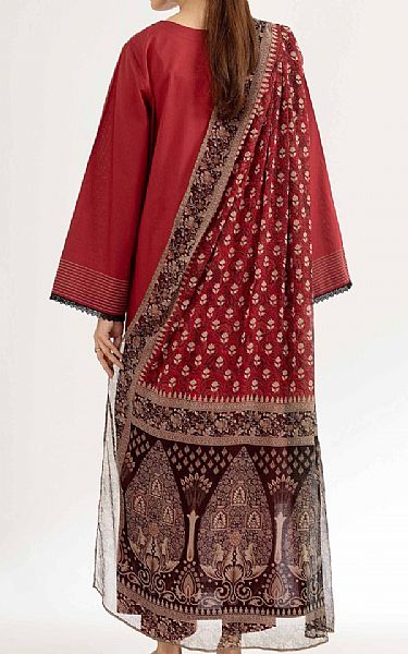 Nishat Dull Red Lawn Suit | Pakistani Lawn Dress in USA- Image 2