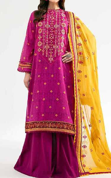 Nishat Magenta Lawn Suit | Pakistani Lawn Dress in USA- Image 1