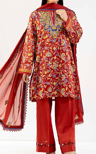 Nishat Scarlet Lawn Suit | Pakistani Lawn Dress in USA- Image 1