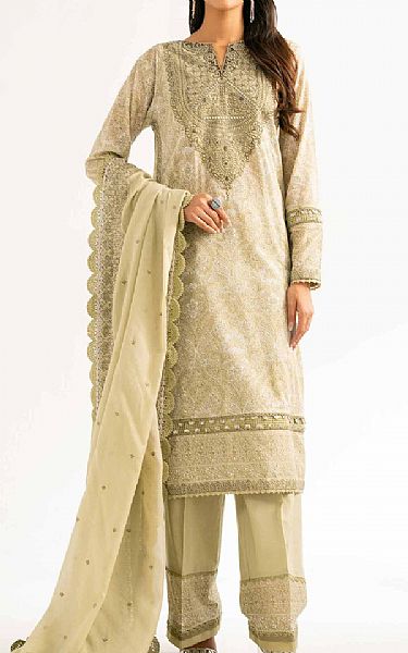 Nishat Beige Lawn Suit | Pakistani Lawn Dress in USA- Image 1
