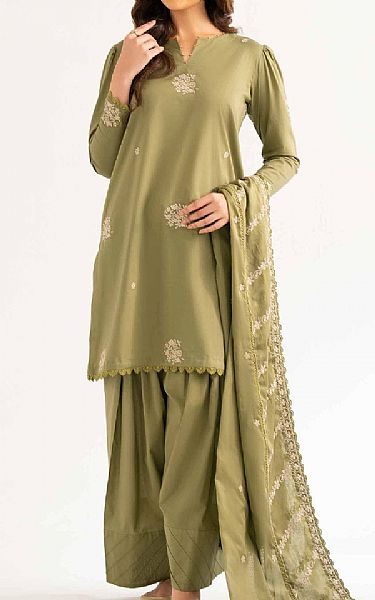 Nishat Sage Green Cambric Suit | Pakistani Lawn Dress in USA- Image 1