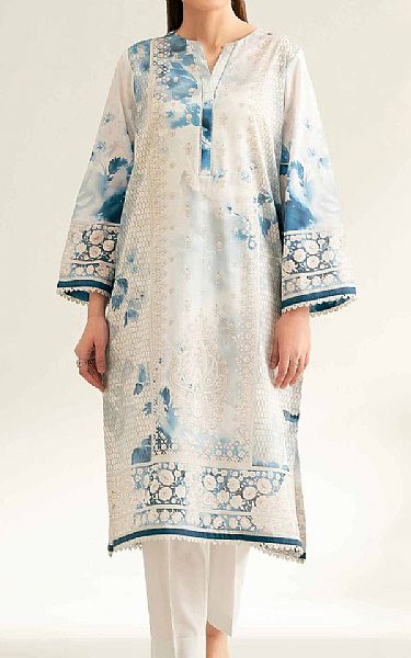 Nishat Ash White Lawn Suit (2 pcs) | Pakistani Lawn Dress in USA- Image 1
