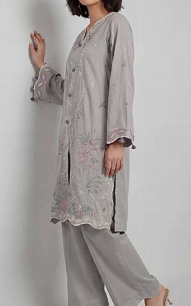 Nishat Grey Lawn Suit (2 pcs) | Pakistani Lawn Dress in USA- Image 2
