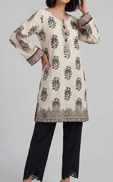 Nishat Off White/Black Lawn Suit (2 pcs) | Pakistani Lawn Dress in USA- Image 2