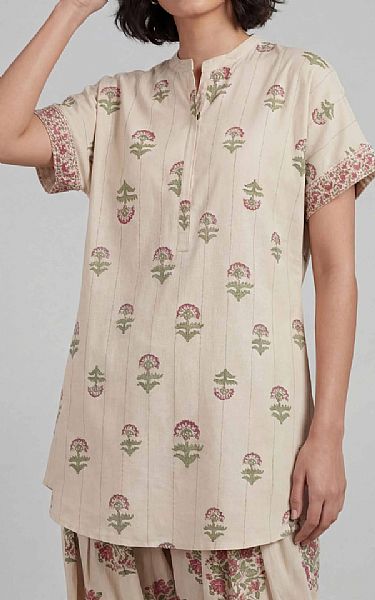 Nishat Beige Lawn Suit (2 pcs) | Pakistani Lawn Dress in USA- Image 2