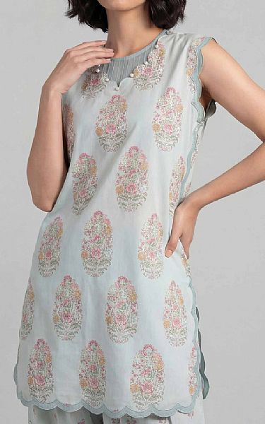 Nishat Pale Blue Lawn Suit (2 pcs) | Pakistani Lawn Dress in USA- Image 2