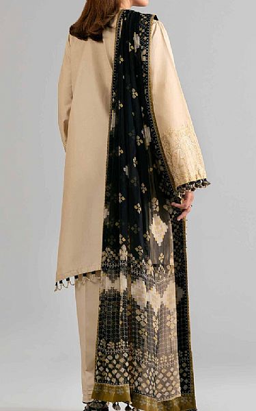 Nishat Beige/Black Lawn Suit | Pakistani Lawn Dress in USA- Image 2