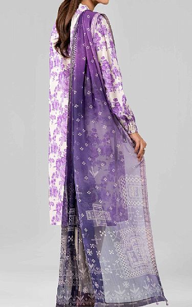 Nishat Off White/Purple Lawn Suit | Pakistani Lawn Dress in USA- Image 2