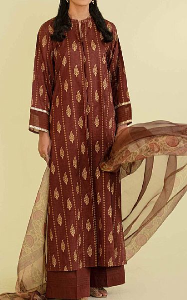 Nishat Brown Lawn Suit | Pakistani Lawn Suits- Image 1
