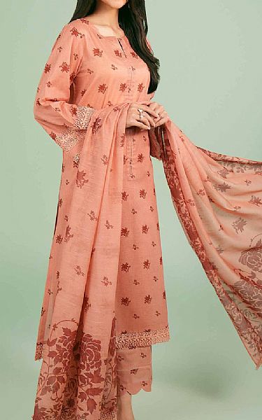 Nishat Peachy Pink Lawn Suit | Pakistani Lawn Suits- Image 1
