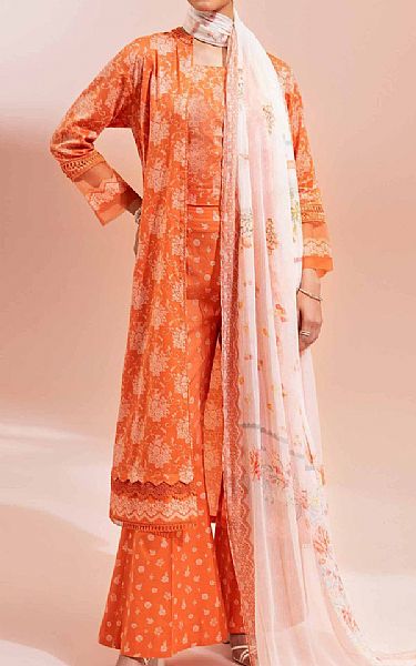 Nishat Bright Orange Lawn Suit | Pakistani Lawn Suits- Image 1