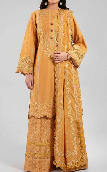 Nishat Dull Orange Cambric Suit | Pakistani Lawn Dress in USA- Image 1