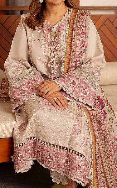 Nishat Beige Lawn Suit | Pakistani Lawn Dress in USA- Image 2