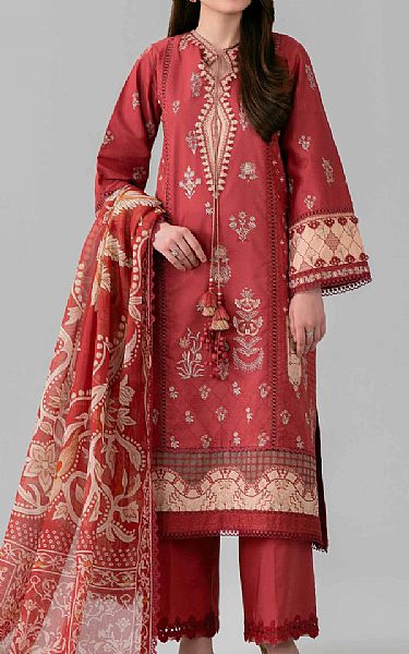 Nishat Faded Red Lawn Suit | Pakistani Lawn Dress in USA- Image 1
