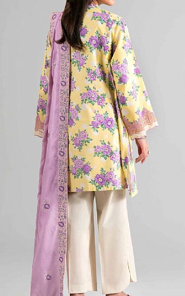 Nishat Pastel Yellow Lawn Suit | Pakistani Lawn Dress in USA- Image 2