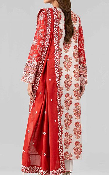 Nishat Red/Off White Lawn Suit | Pakistani Lawn Dress in USA- Image 2