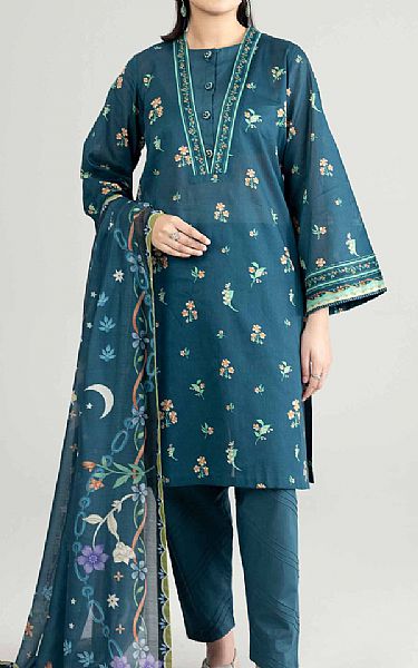 Nishat Teal Lawn Suit (2 pcs) | Pakistani Lawn Dress in USA- Image 1