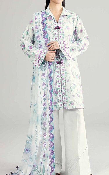Nishat White Lawn Suit (2 pcs) | Pakistani Lawn Dress in USA- Image 1