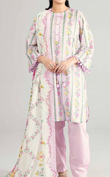 Nishat Off White/Pale Pink Lawn Suit (2 pcs) | Pakistani Lawn Dress in USA- Image 1