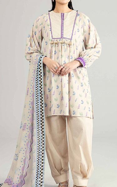 Nishat Ivory Lawn Suit (2 pcs) | Pakistani Lawn Dress in USA- Image 1